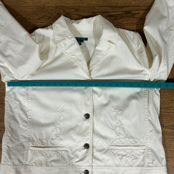 Ralph Lauren Cream Blazer Jacket Cotton Womens Classic Lightweight - Picture 12 of 12